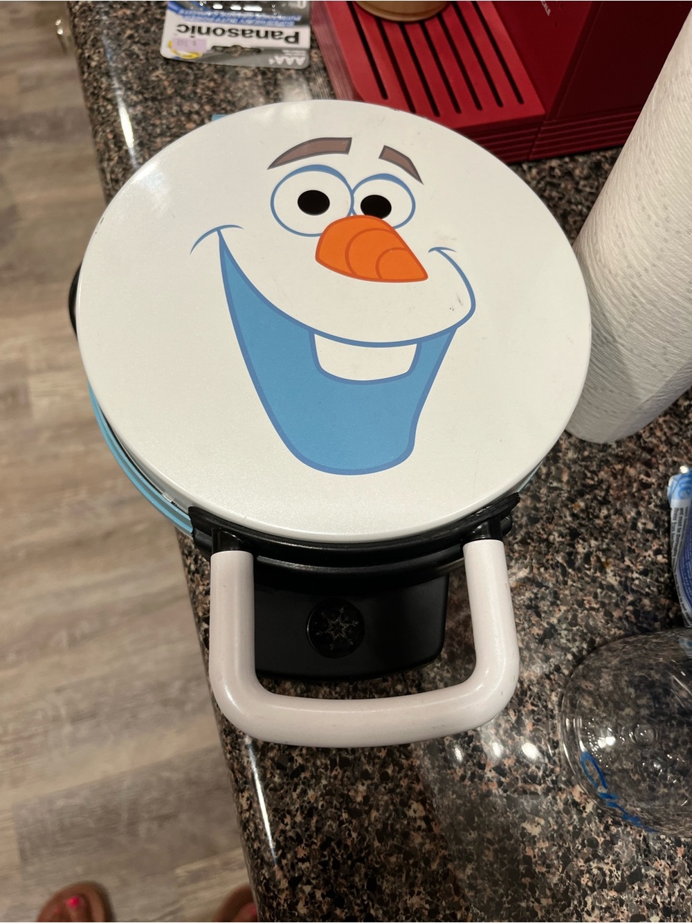 Olaf-Themed White and Blue Mini Waffle Maker